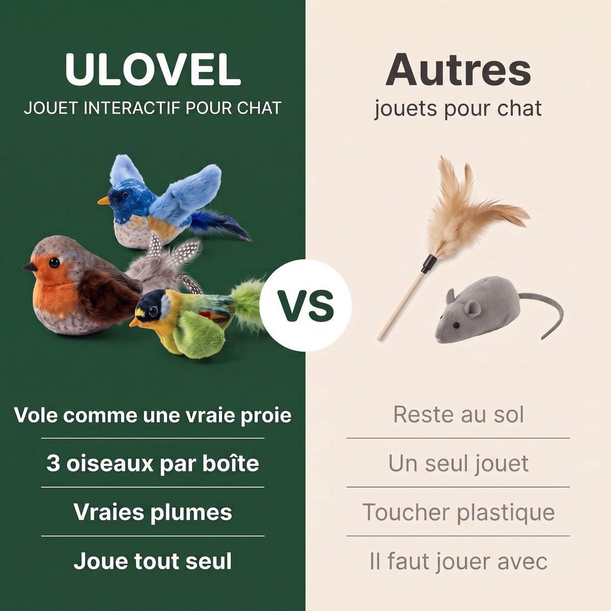 Oiseau volant interactif pour chat
