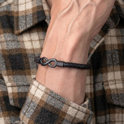 Pulsera de cuero personalizada «A mi hombre» y estuche de nogal grabado