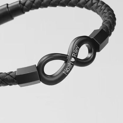 Personligt läderarmband «Till min man» & graverad valnötsask