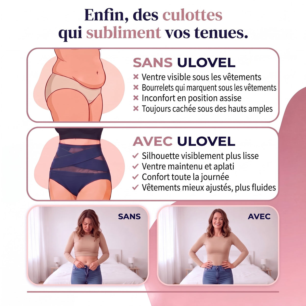 Sans et avec la culotte gainante Ulovel