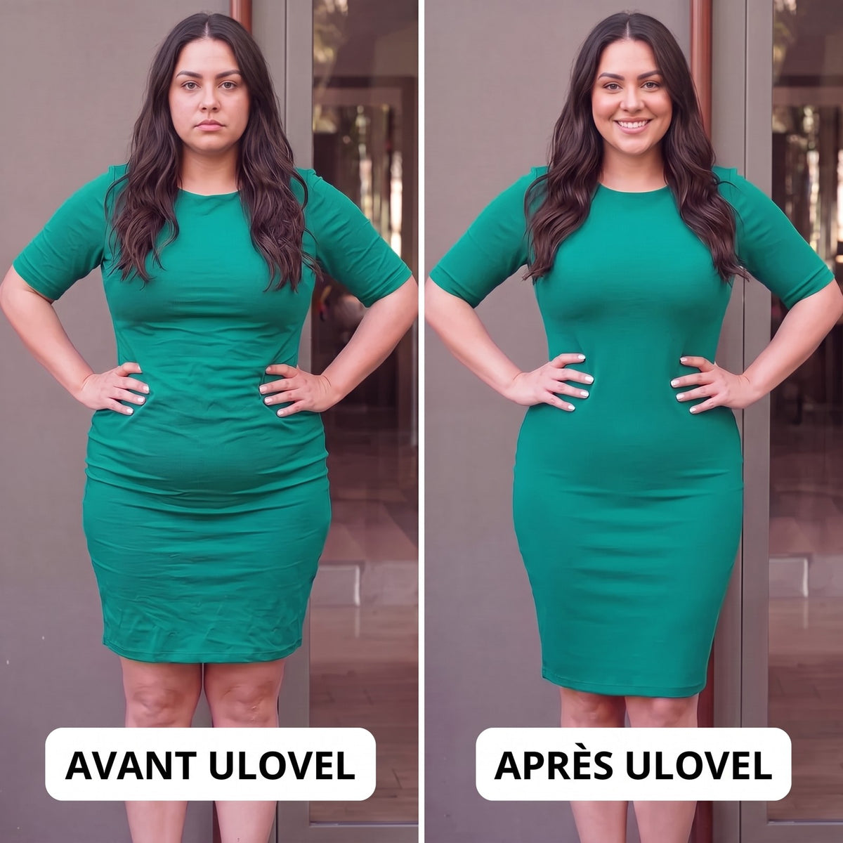 Avant et après Ulovel sous une robe